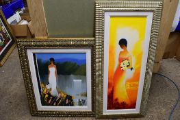 TWO PRINTS OF LADIES, BOTH IN WOODEN FRAMES