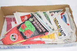 BOX CONTAINING PENNANTS FOR VARIOUS COUNTIES, YORKSHIRE, TEESIDE, WENSLEYDALE ETC