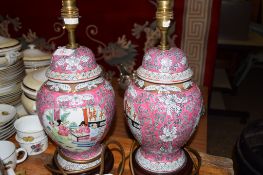 PAIR OF PORCELAIN TABLE LAMPS