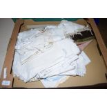 BOX CONTAINING NAPKINS AND TABLE CLOTHS