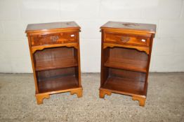 PAIR OF MAHOGANY EFFECT REPRODUCTION BEDSIDE UNITS, EACH APPROX 47CM MAX