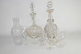 TRAY CONTAINING GLASSES AND TWO DECANTERS