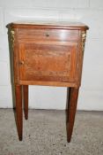 GOOD QUALITY POT CUPBOARD WITH INLAID AND APPLIED GILT DECORATION, WIDTH APPROX 46CM