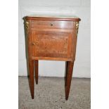 GOOD QUALITY POT CUPBOARD WITH INLAID AND APPLIED GILT DECORATION, WIDTH APPROX 46CM