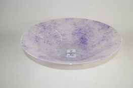 LARGE ART GLASS BOWL WITH A MOTTLED PURPLE DESIGN