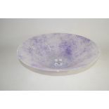 LARGE ART GLASS BOWL WITH A MOTTLED PURPLE DESIGN