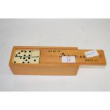 BOX OF DOMINOES IN WOODEN CASE