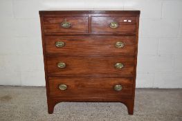 19TH CENTURY CHEST OF TWO SHORT OVER THREE LONG DRAWERS, WIDTH APPROX 92CM