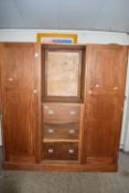 EDWARDIAN STYLE TRIPLE WARDROBE WITH PART FITTED INTERIOR AND INLAID DECORATION, WIDTH APPROX 182CM