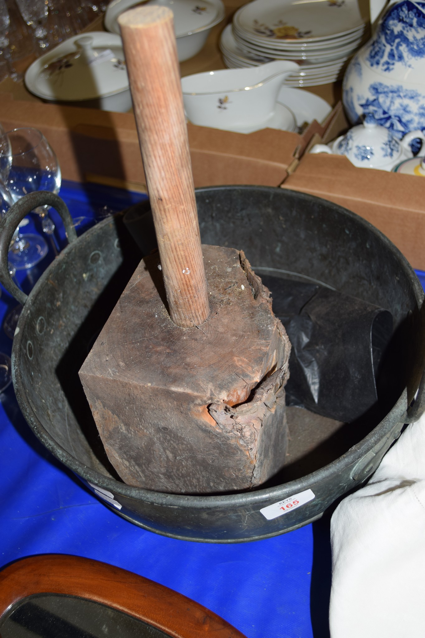 LARGE COPPER BOWL WITH HANDLES