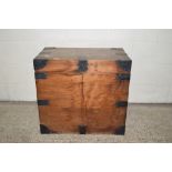 REPRODUCTION HARDWOOD STORAGE CHEST WITH METAL TRIM, APPROX LENGTH 74CM