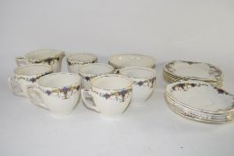 BOX CONTAINING TEA WARES, CUPS AND SAUCERS, SUGAR BOWL ETC