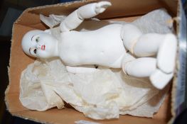 BOX CONTAINING PORCELAIN DOLL BY ARMAND MARSEILLE, GERMANY NO 390