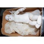 BOX CONTAINING PORCELAIN DOLL BY ARMAND MARSEILLE, GERMANY NO 390