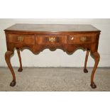 BOW FRONT DRESSING TABLE WITH CROSS BANDED DECORATION, WIDTH APPROX 110CM