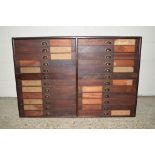 VINTAGE PINE STORAGE CHEST, POSSIBLY EX-RETAIL, CONTAINING 24 SHALLOW DRAWERS, APPROX 113 X 44CM