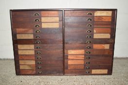 VINTAGE PINE STORAGE CHEST, POSSIBLY EX-RETAIL, CONTAINING 24 SHALLOW DRAWERS, APPROX 113 X 44CM