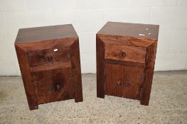 PAIR OF MODERN HARDWOOD BEDSIDE CABINETS, WIDTH APPROX 45CM