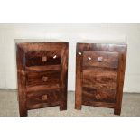 PAIR OF MODERN GOOD QUALITY HARDWOOD BEDSIDE CABINETS, EACH WITH THREE DRAWERS, WIDTH APPROX 42CM
