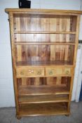 GOOD QUALITY SOLID WOOD BOOKCASE, WIDTH APPROX 110CM MAX