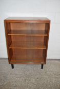 SMALL GLAZED TEAK EFFECT BOOKCASE, WIDTH APPROX 76CM