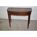 19TH CENTURY FOLD-TOP MAHOGANY TEA TABLE WITH STRUNG DECORATION, WIDTH APPROX 92CM MAX
