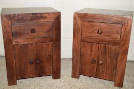 PAIR OF MODERN HARDWOOD BEDSIDE CABINETS, WIDTH APPROX 45CM