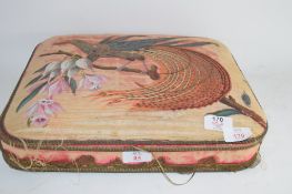 BOX EMBROIDERED TO FRONT WITH A PEACOCK