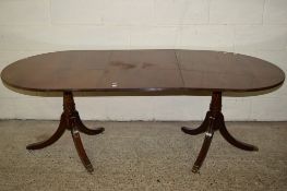 REGENCY STYLE MAHOGANY EFFECT D-END DINING TABLE WITH ADDITIONAL LEAF, APPROX LENGTH 76CM