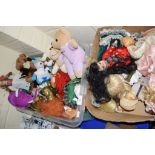 TWO BOXES OF SOFT TOYS AND TEDDIES