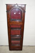 GLAZED MAHOGANY DISPLAY CABINET MODELLED OR RE-PURPOSED AS A CLOCK CASE, WIDTH APPROX 47CM