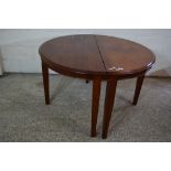 PAIR OF DEMI-LUNE TABLES WITH SLOTS TO JOIN AS CIRCULAR TABLE, APPROX 120CM WIDTH/DIAM