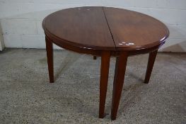 PAIR OF DEMI-LUNE TABLES WITH SLOTS TO JOIN AS CIRCULAR TABLE, APPROX 120CM WIDTH/DIAM