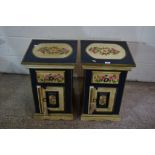 PAIR OF PAINTED DECORATIVE BEDSIDE CABINETS, EACH APPROX 40CM WIDTH