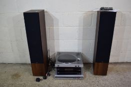 HI-FI EQUIPMENT COMPRISING A PAIR OF FLOOR STANDING MONITOR AUDIO SPEAKERS TOGETHER WITH SONY HDD/