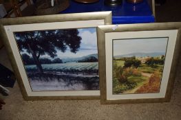 PRINT OF A EUROPEAN VILLAGE SCENE TOGETHER WITH A FURTHER LANDSCAPE