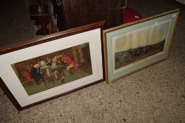 PRINT OF A COACH AND HORSES AND A PRINT OF GENTLEMEN PLAYING CARDS