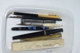 BOX CONTAINING FOUNTAIN PENS AND BIROS