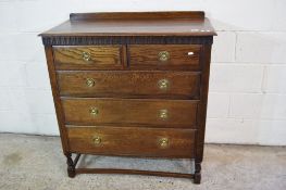 STAINED WOOD CHEST OF TWO SHORT OVER THREE LONG DRAWERS, WIDTH APPROX 99CM