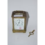 BRASS CARRIAGE CLOCK WITH KEY