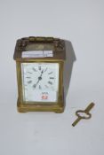 BRASS CARRIAGE CLOCK WITH KEY