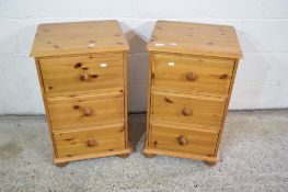 PAIR OF MODERN WAXED PINE BEDSIDE CHESTS, EACH APPROX 45CM WIDE