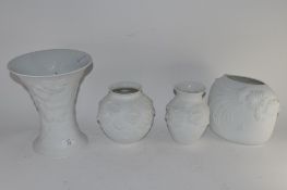 GROUP OF THREE WHITE PARIAN VASES