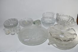 GLASS WARES, MAINLY SERVING DISHES, FRUIT BOWLS ETC