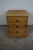 SMALL PINE THREE DRAWER CHEST, WIDTH APPROX 50CM