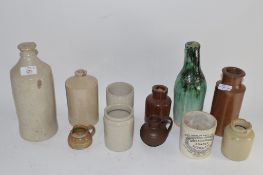 POTTERY BOTTLES, BROWN AND BUFF GLAZED
