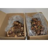 TWO BOXES OF CHRISTMAS DECORATIONS, MAINLY FIR CONES