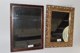 RECTANGULAR MIRROR IN GILT FRAME, TOGETHER WITH A FURTHER MIRROR