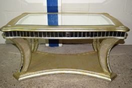 MODERN GILT FINISH MIRROR TOPPED COFFEE TABLE, APPROX 102 X 65CM