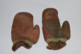 OLD PAIR OF LEATHER BOXING GLOVES